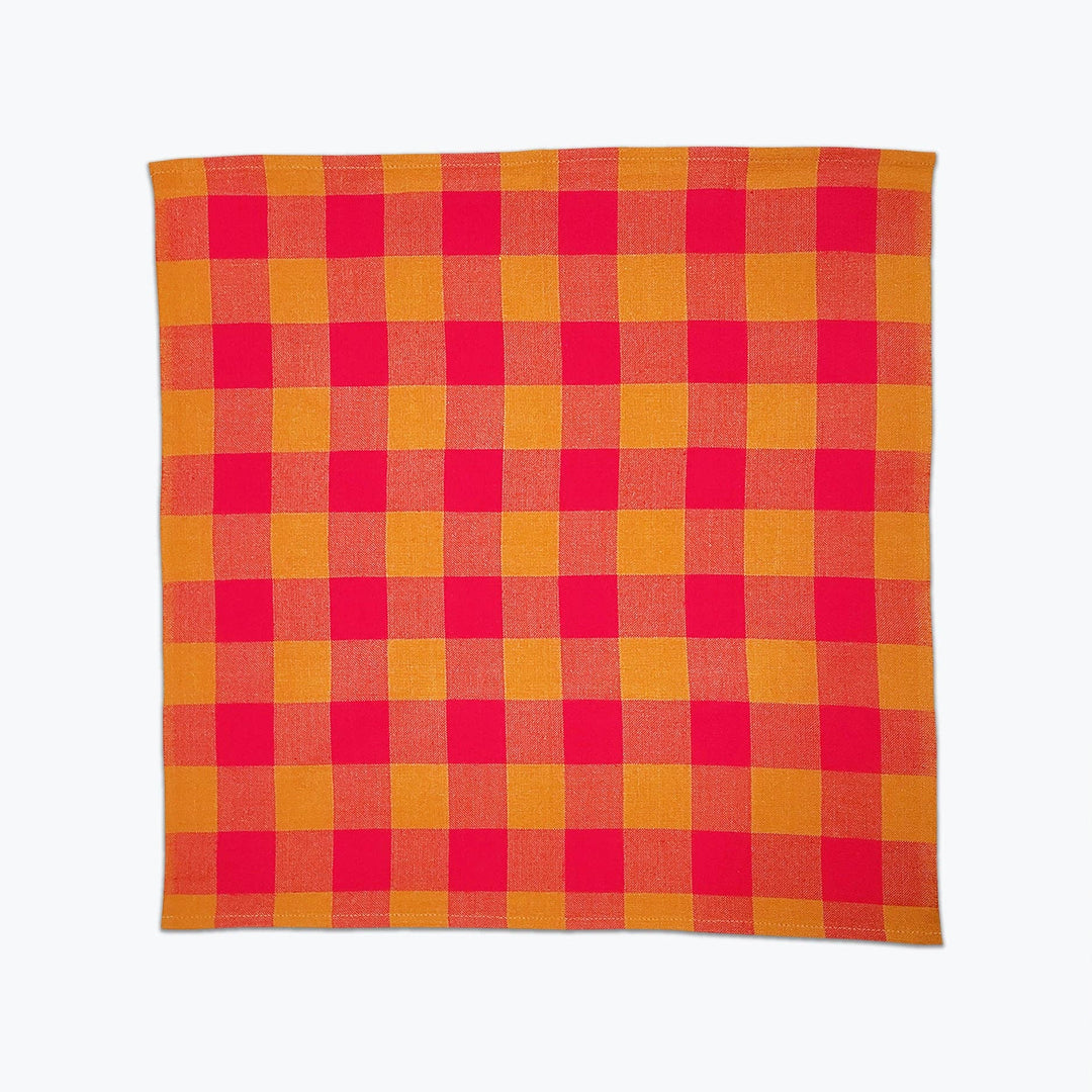All Roads Big Gingham Napkin Pair -Pink