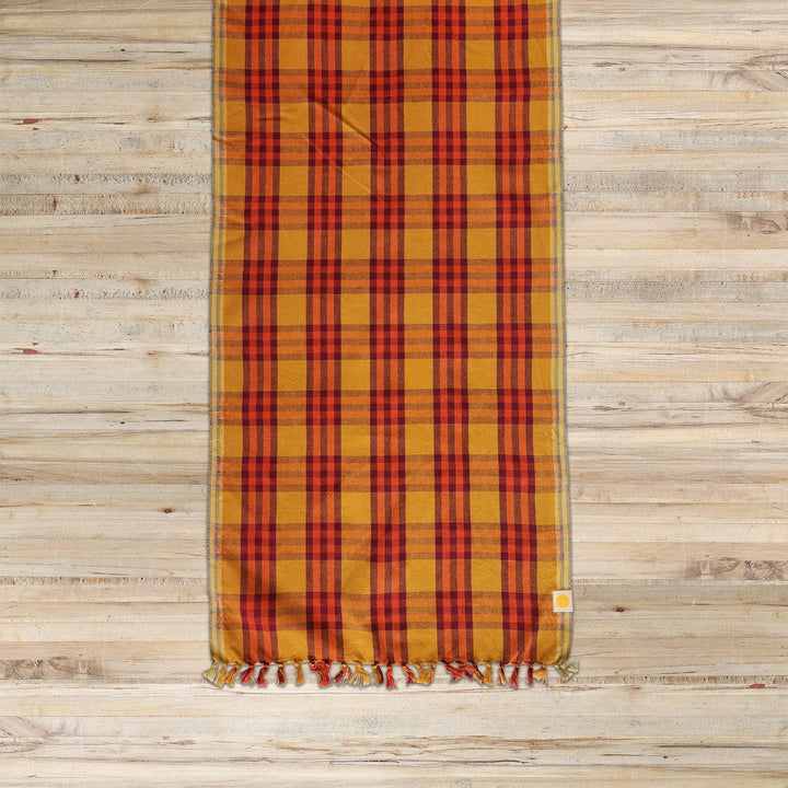 All Roads Waffle Plaid Table Runner - Naranja
