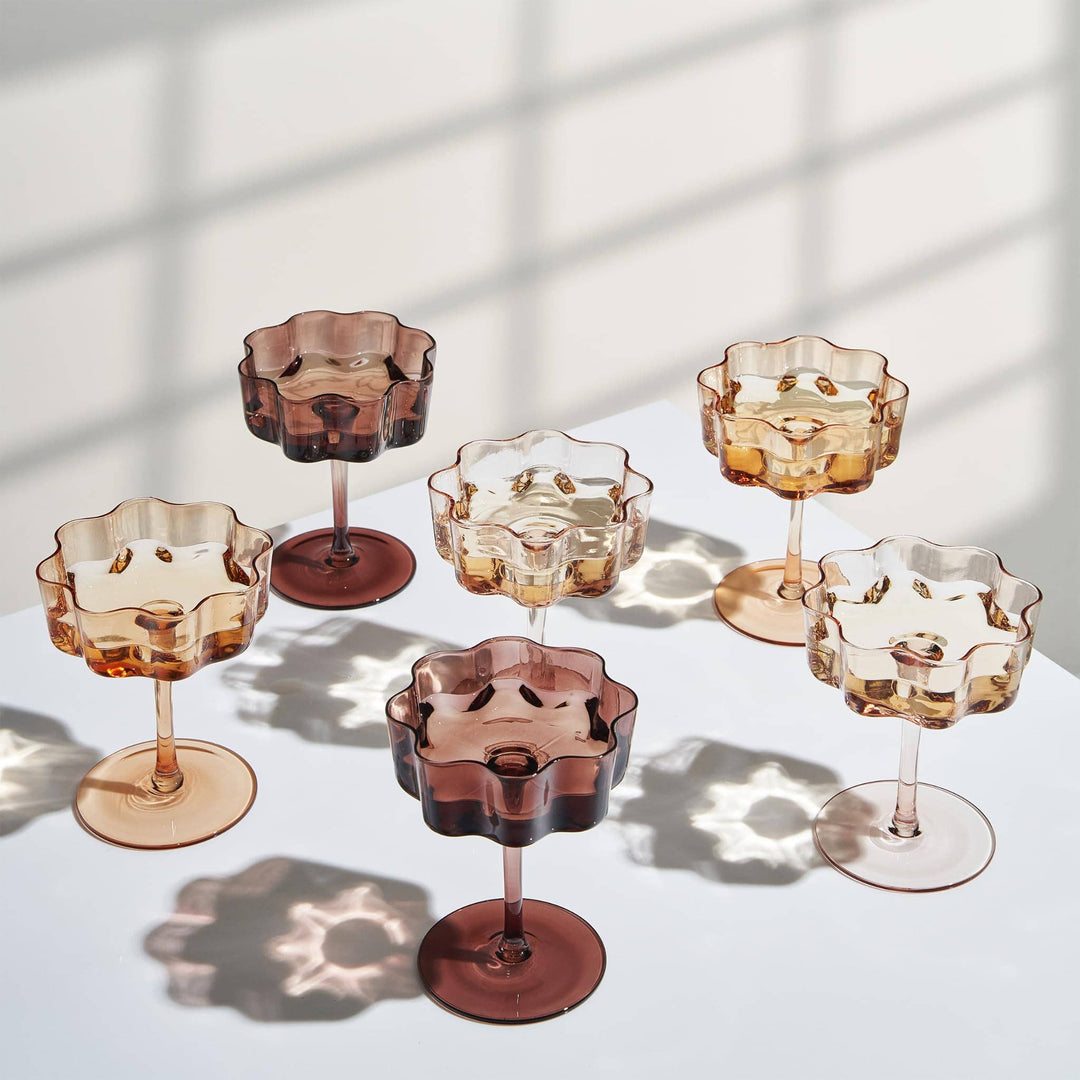 Flower Wave Champagne Coupe Set