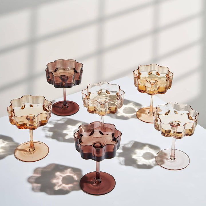 Flower Wave Champagne Coupe Set