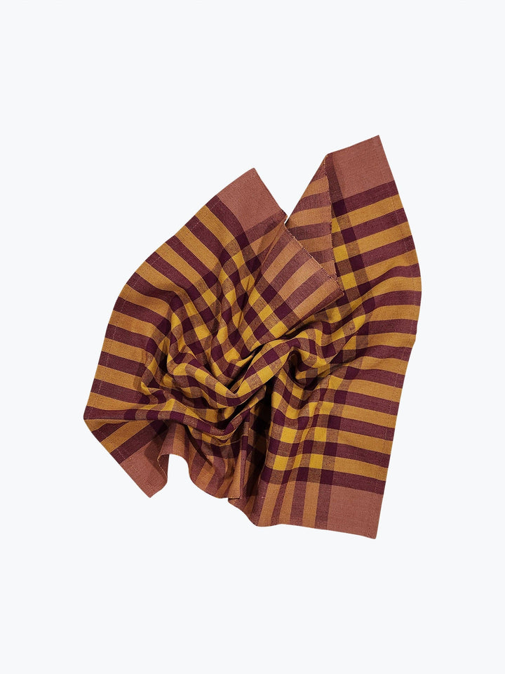 All Roads Grid Napkin Pair - Cranberry
