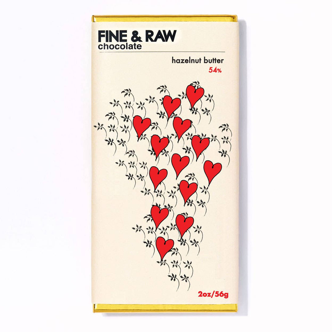 FINE & RAW Valentines Hazelnut Butter Chocolate Bar